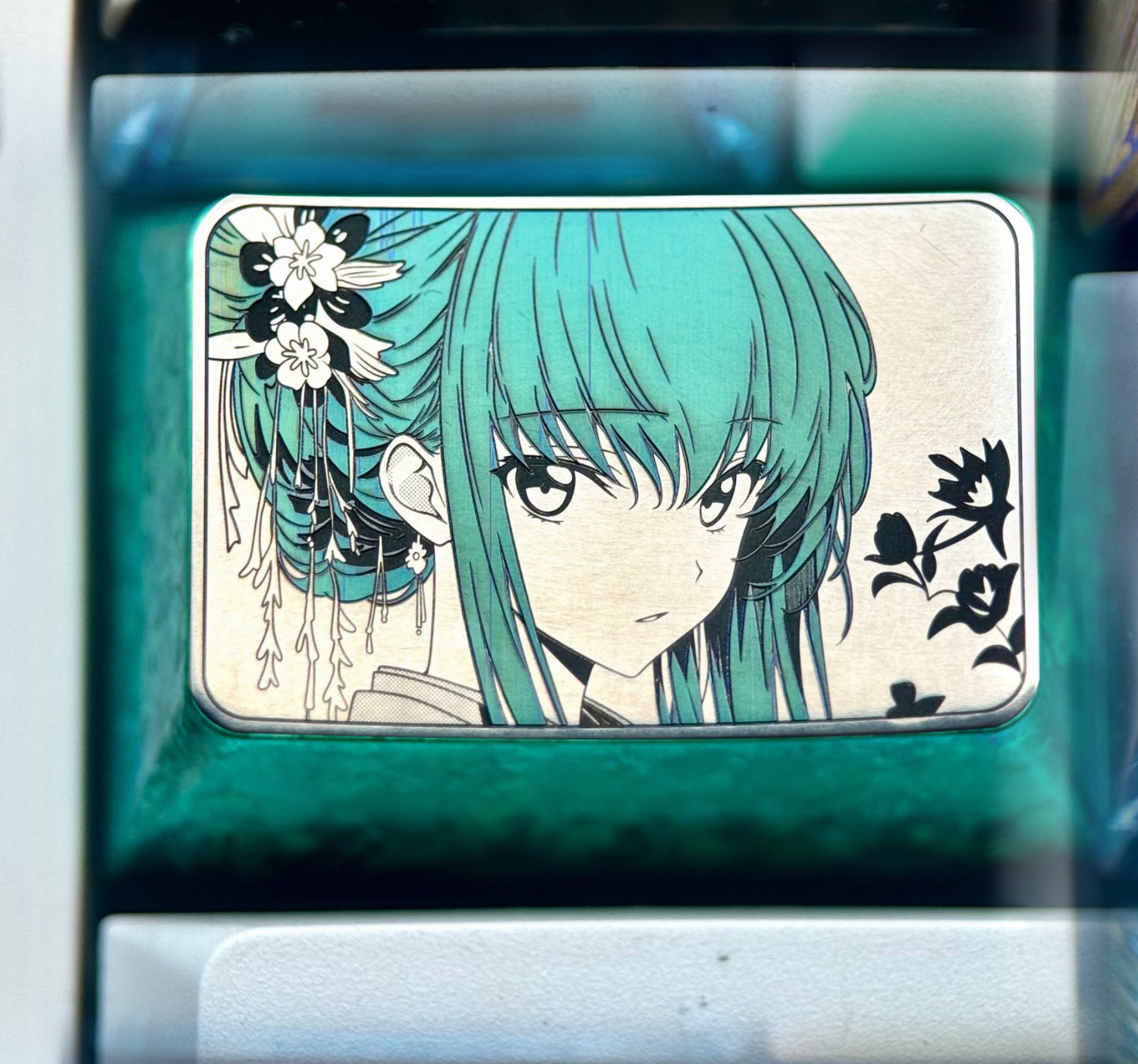 CODE GEASS Lelouch of the Rebellion, C.C., 1U/1.5U titanium alloy personalized keycaps, anime, gaming, cultural and creative metal keycaps