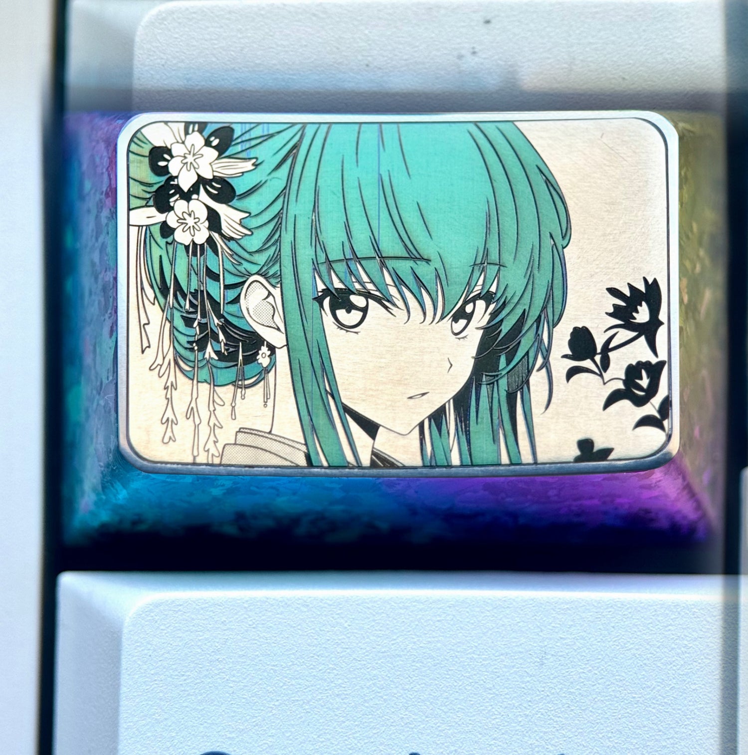CODE GEASS Lelouch of the Rebellion, C.C., 1U/1.5U titanium alloy personalized keycaps, anime, gaming, cultural and creative metal keycaps
