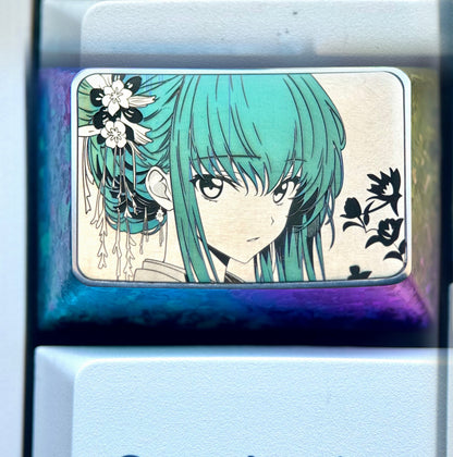 CODE GEASS Lelouch of the Rebellion, C.C., 1U/1.5U titanium alloy personalized keycaps, anime, gaming, cultural and creative metal keycaps