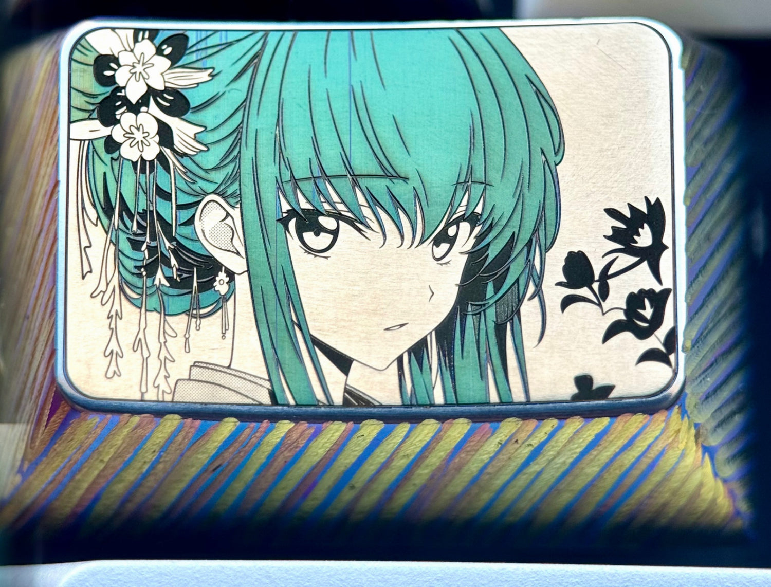 CODE GEASS Lelouch of the Rebellion, C.C., 1U/1.5U titanium alloy personalized keycaps, anime, gaming, cultural and creative metal keycaps