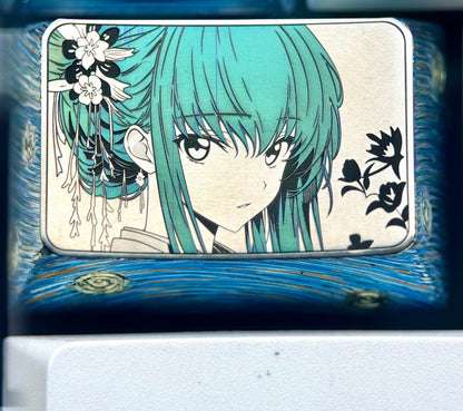 CODE GEASS Lelouch of the Rebellion, C.C., 1U/1.5U titanium alloy personalized keycaps, anime, gaming, cultural and creative metal keycaps