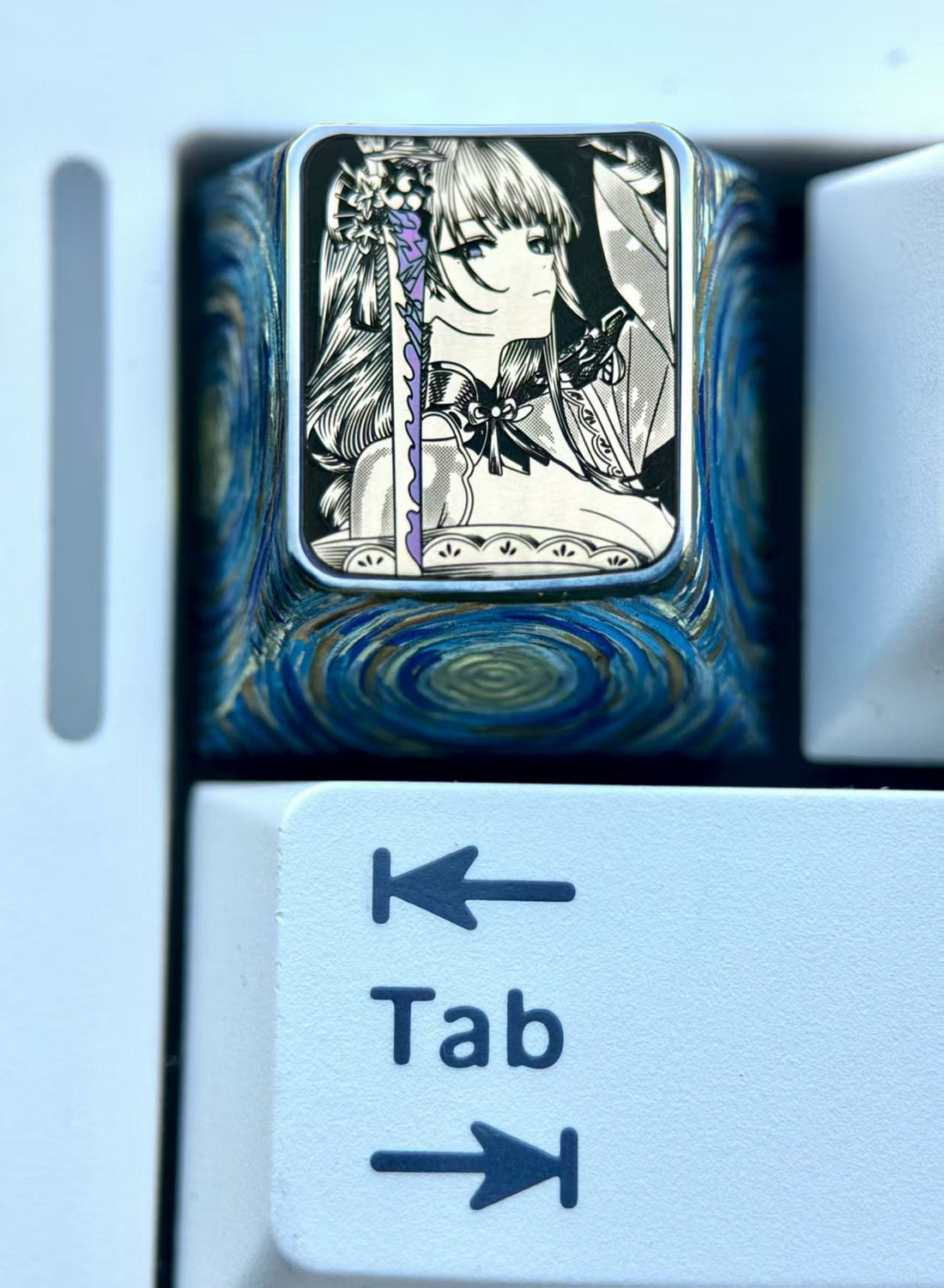 Genshin Impact, Raiden Shogun, 1U titanium alloy personalized keycaps, anime game metal precision carved keycaps