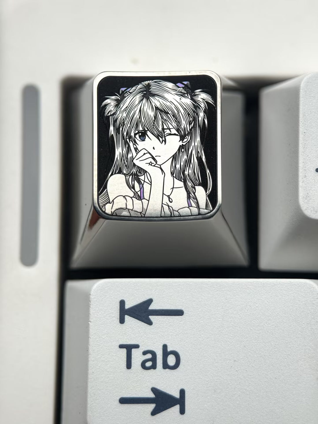 EVA， Asuka, 1U titanium alloy personalized keycap, anime game metal precision carved keycap