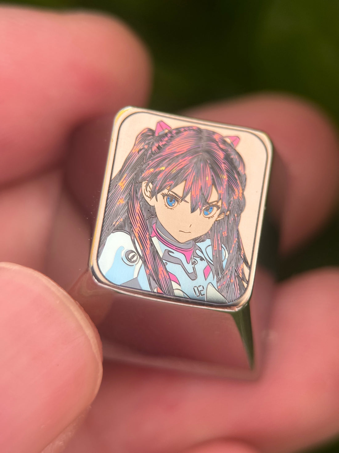 EVA, Asuka 1U ultra precision titanium alloy personalized keycap, anime game decoration creative keycap