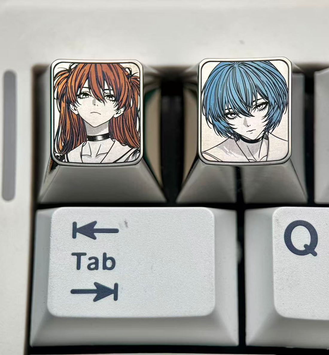 EVA, Asuka, Ayanami Rei, 1U titanium alloy precision carving, metal carving point color decoration keycaps around anime and game characters.