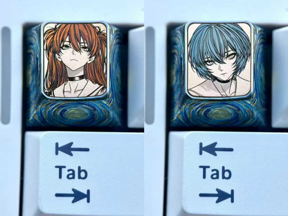 EVA, Asuka, Ayanami Rei, 1U titanium alloy precision carving, metal carving point color decoration keycaps around anime and game characters.