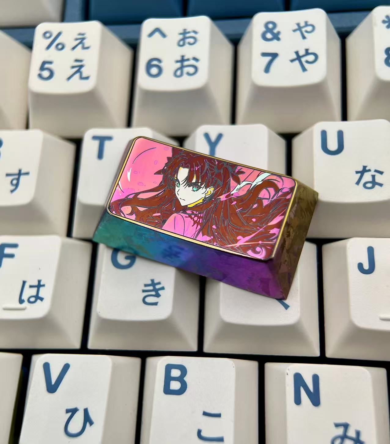 Fate/stay night,  ‌Tohsaka Rin‌ themed 1.75U titanium alloy personalized keycaps, mechanical keyboard decorative keycaps, anime and game cultural creative keycaps