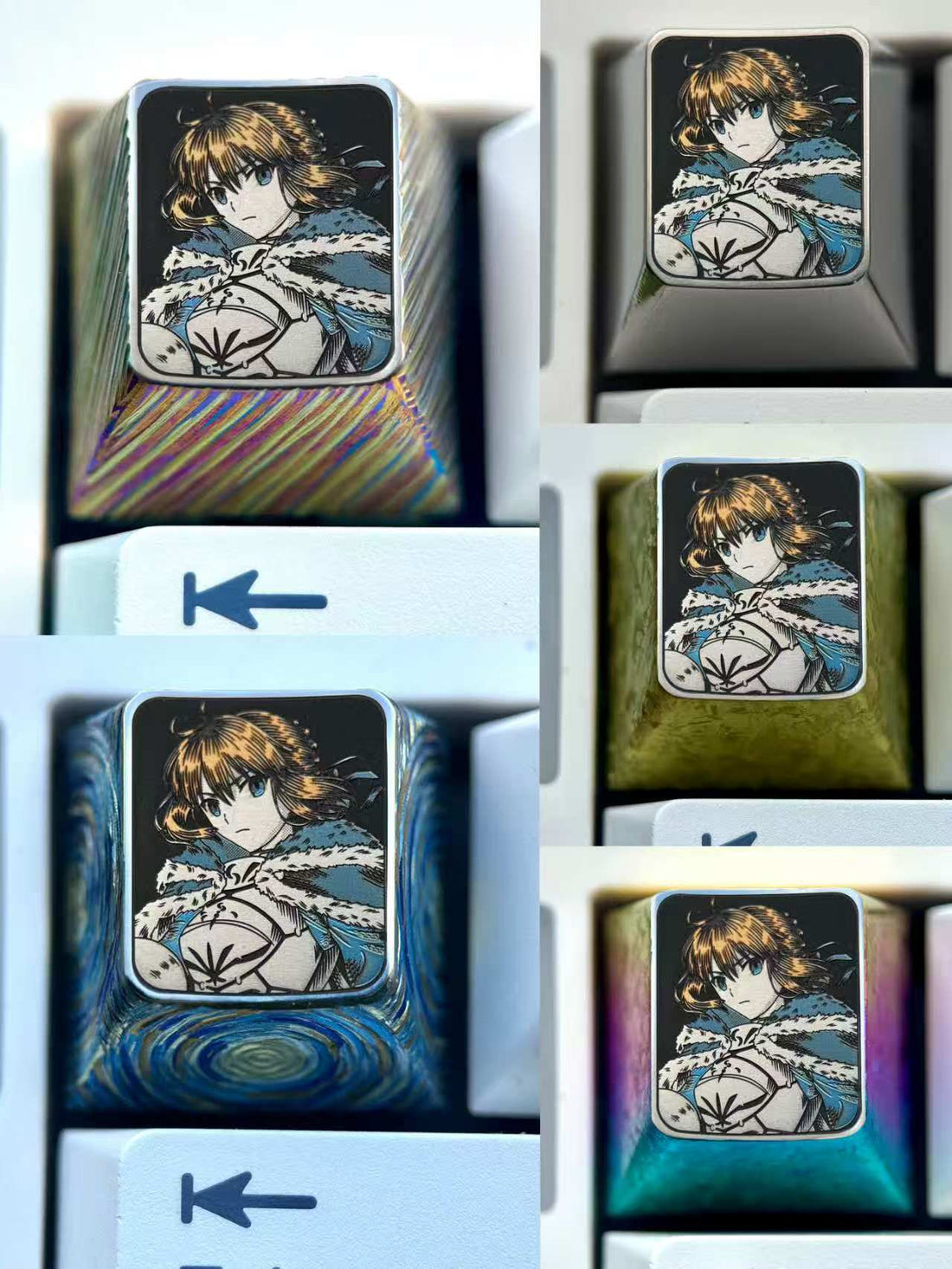 Fate/stay night, Altria Pendragon, Tohsaka Rin, 1U titanium alloy personalized keycaps, metal keycaps for anime, gaming, cultural and creative peripherals