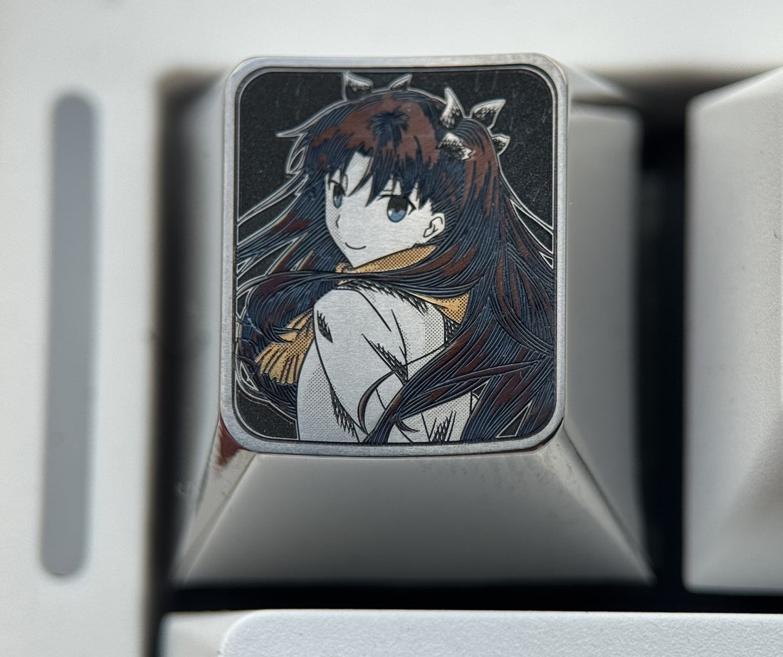 Fate/stay night, Altria Pendragon, Tohsaka Rin, 1U titanium alloy personalized keycaps, metal keycaps for anime, gaming, cultural and creative peripherals