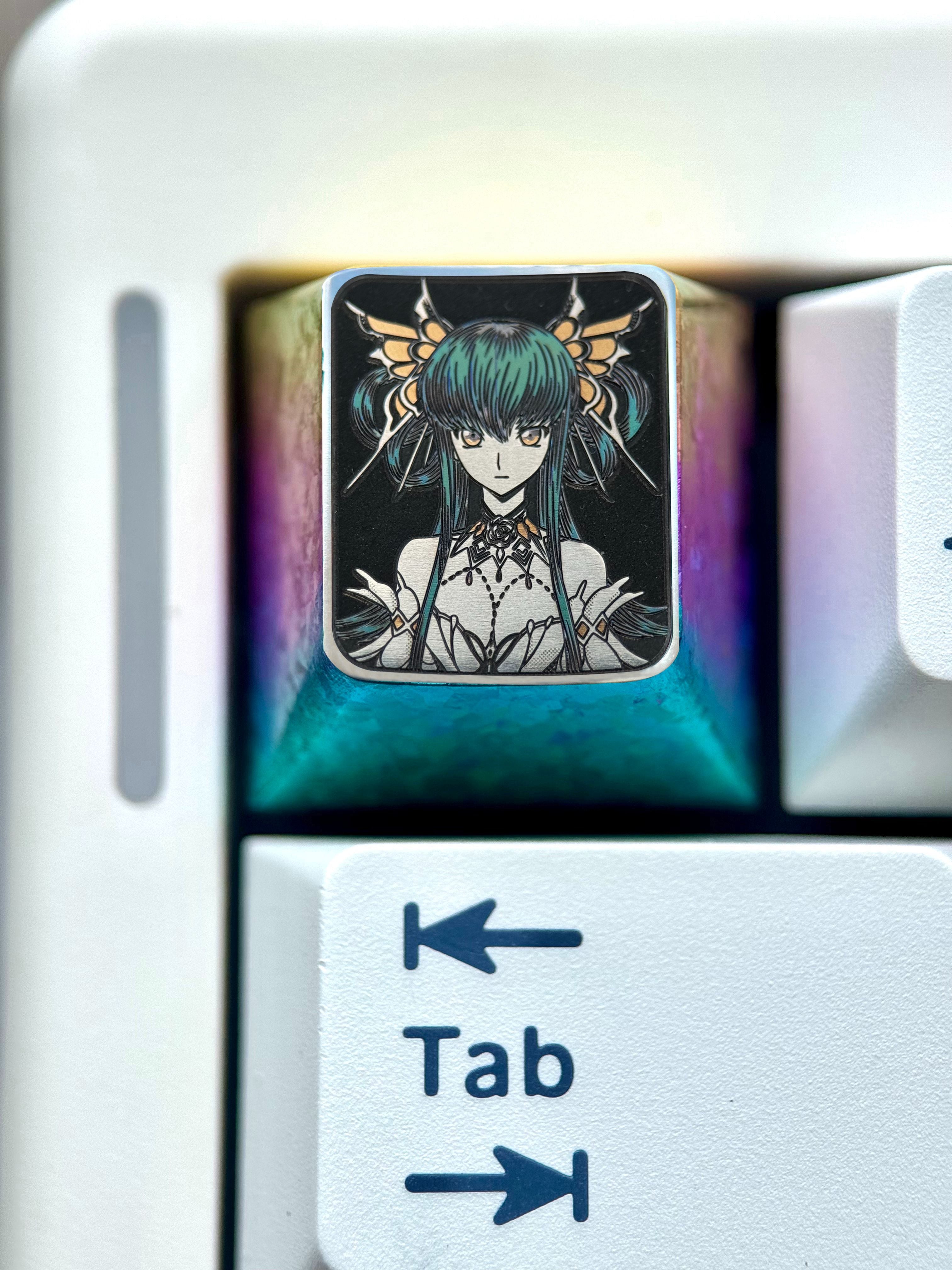 Code Geass: Hangyaku no Lelouch, C.C.1U titanium alloy precision carved personalized keycaps, anime and game metal carved creative keycaps.