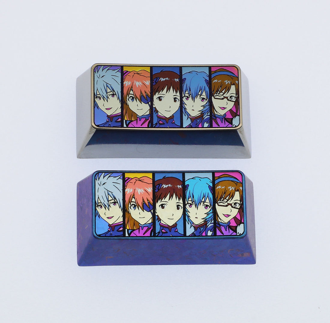 Eva full character, colorful titanium alloy metal carved keycaps, personalized keycaps, decorative keycaps