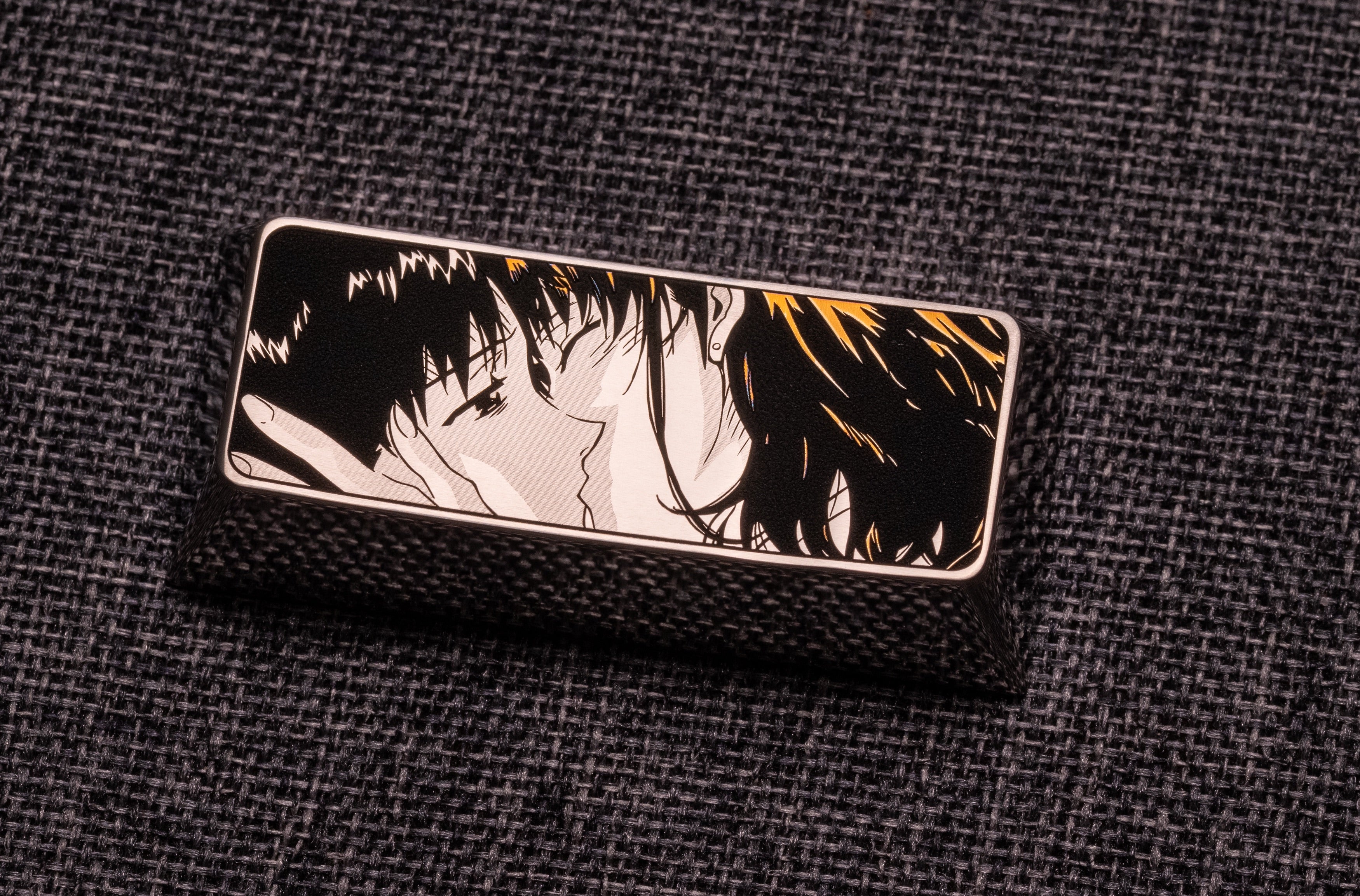 EVA， Adult Kiss 2.25u Titanium Alloy Shift/Enter Personalized Keycaps, Anime Game Metal Art Creative Decorative Keycaps