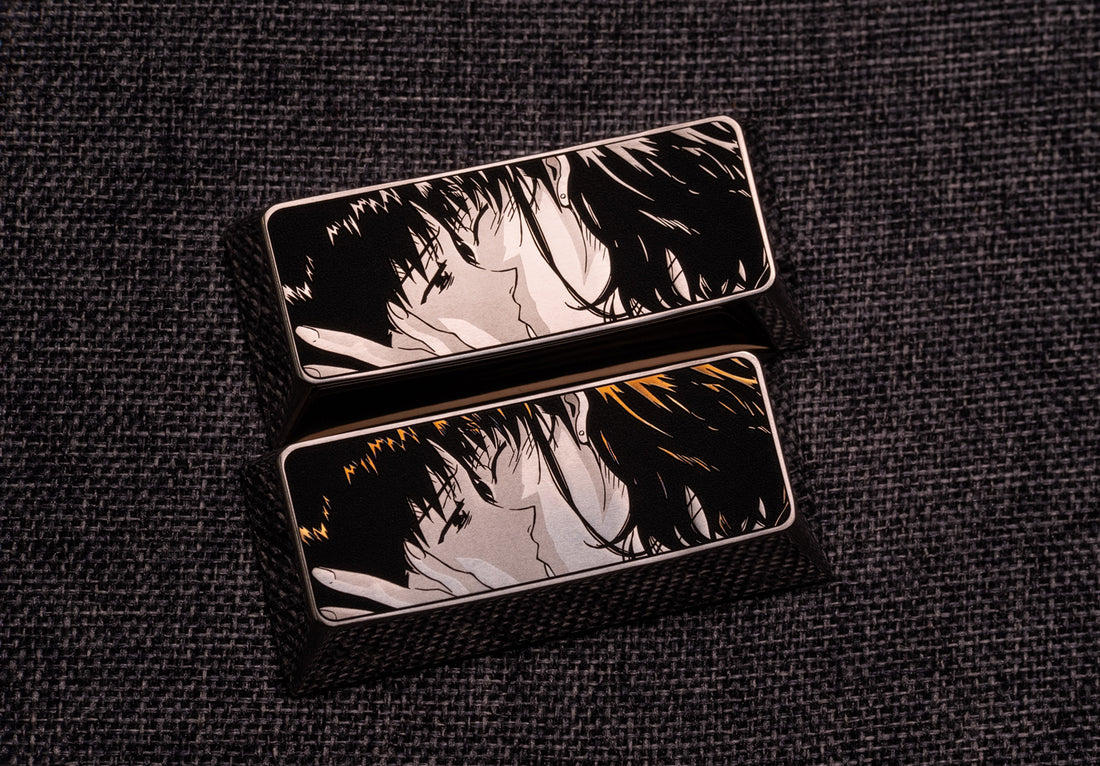 EVA， Adult Kiss 2.25u Titanium Alloy Shift/Enter Personalized Keycaps, Anime Game Metal Art Creative Decorative Keycaps