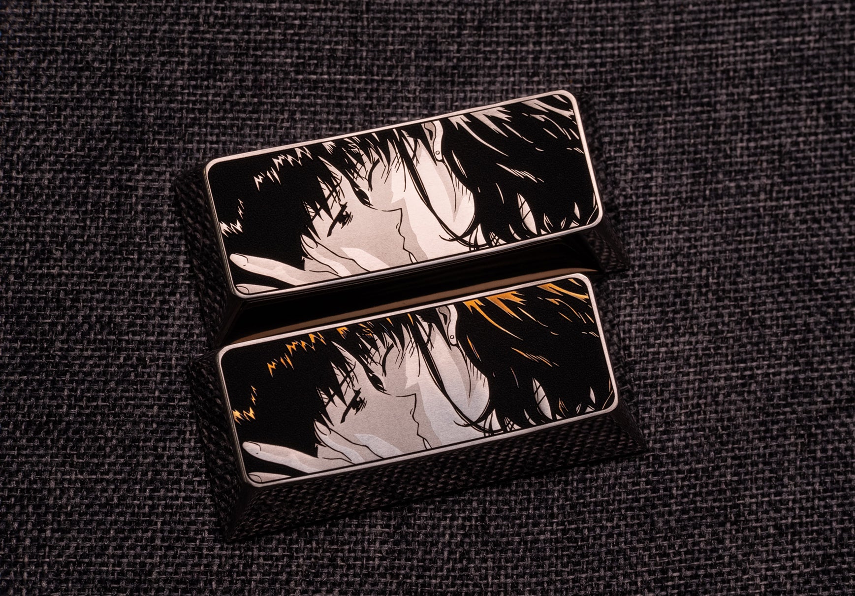 EVA， Adult Kiss 2.25u Titanium Alloy Shift/Enter Personalized Keycaps, Anime Game Metal Art Creative Decorative Keycaps