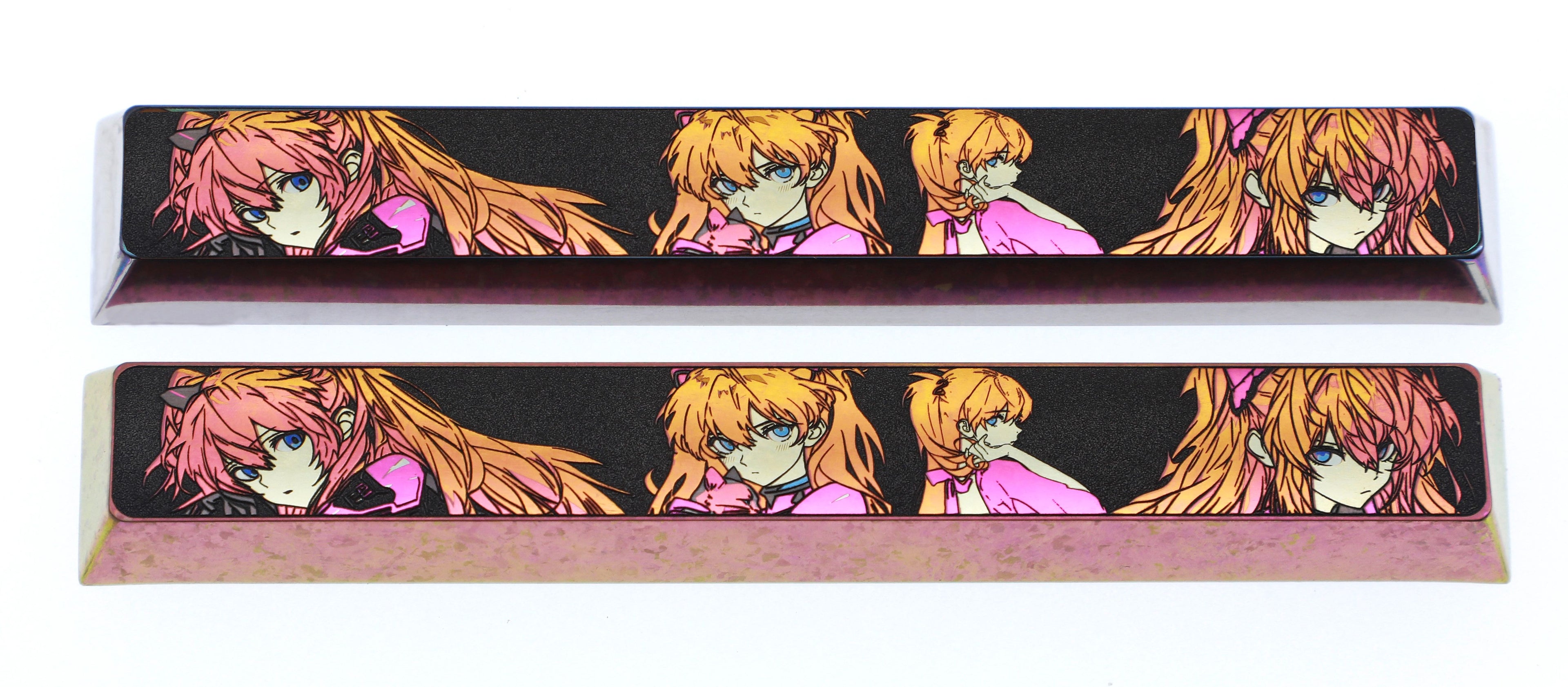 EVA, Asuka themed space, 6.25U/7U titanium alloy personalized keycaps, metal art keycaps for anime, gaming, cultural and creative peripherals.