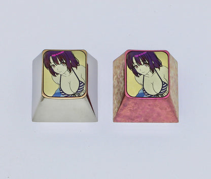 Anime, beautiful girls collection titanium alloy carved key cap, personalized key cap, mechanical keyboard decorative key cap
