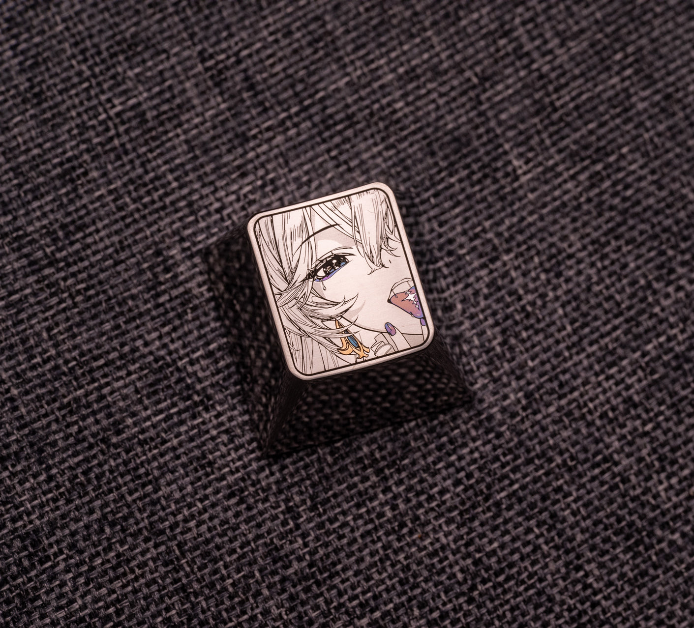 Cantarella, 1U titanium alloy personalized keycap, anime and game culture creative metal carving decorative keycap.