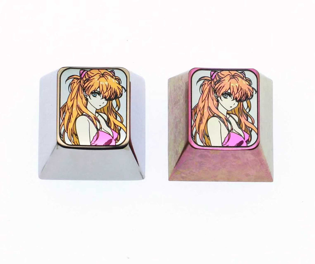 EVA, Pajama Asuka, 1U titanium alloy personalized keycap, anime and game culture creative metal carving decorative keycap.
