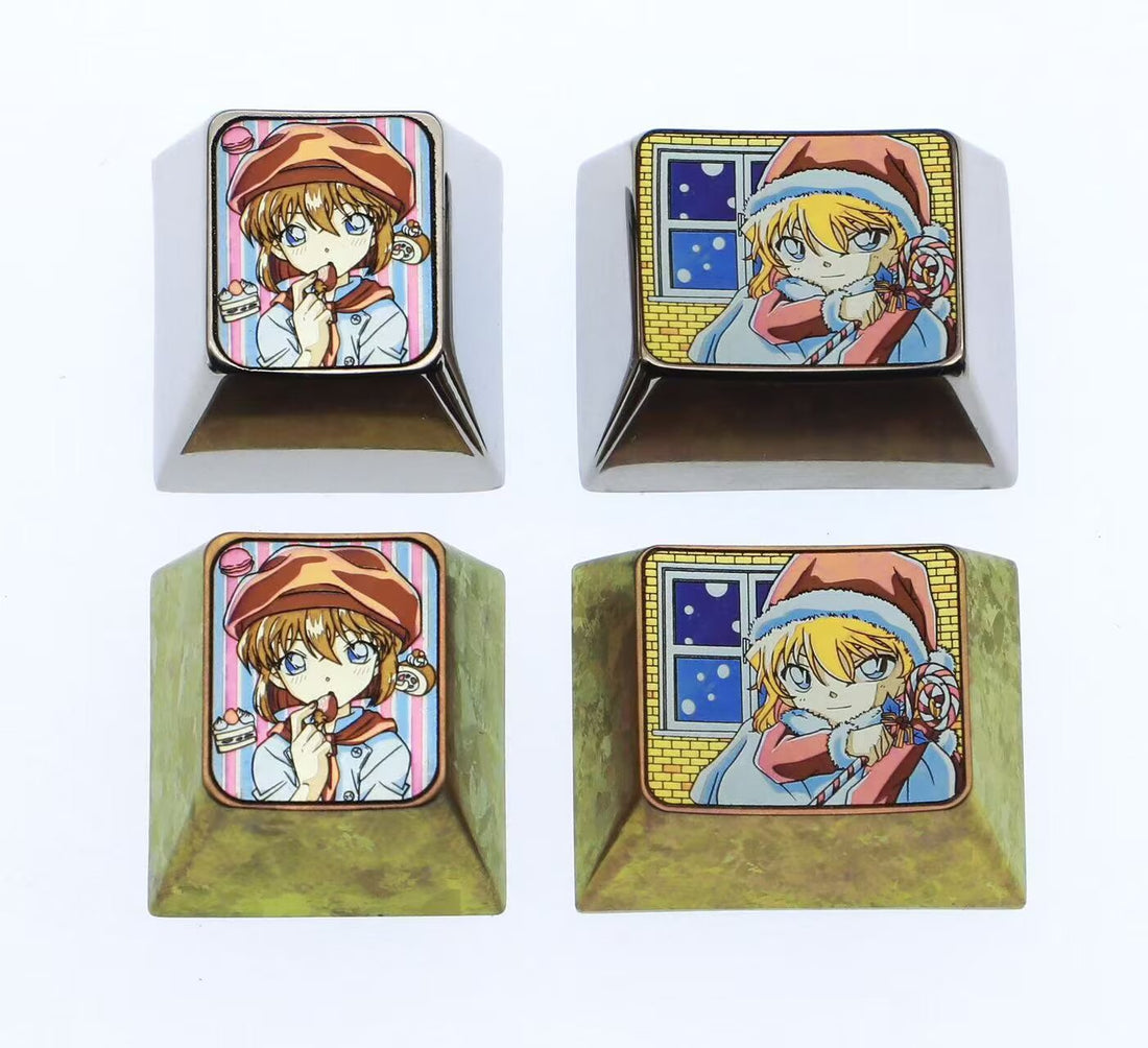 Detective Conan, Anita Hailey, 1U/1.25U titanium alloy personalized keycaps, customized metal carved decorative keycaps for anime and game creativity.