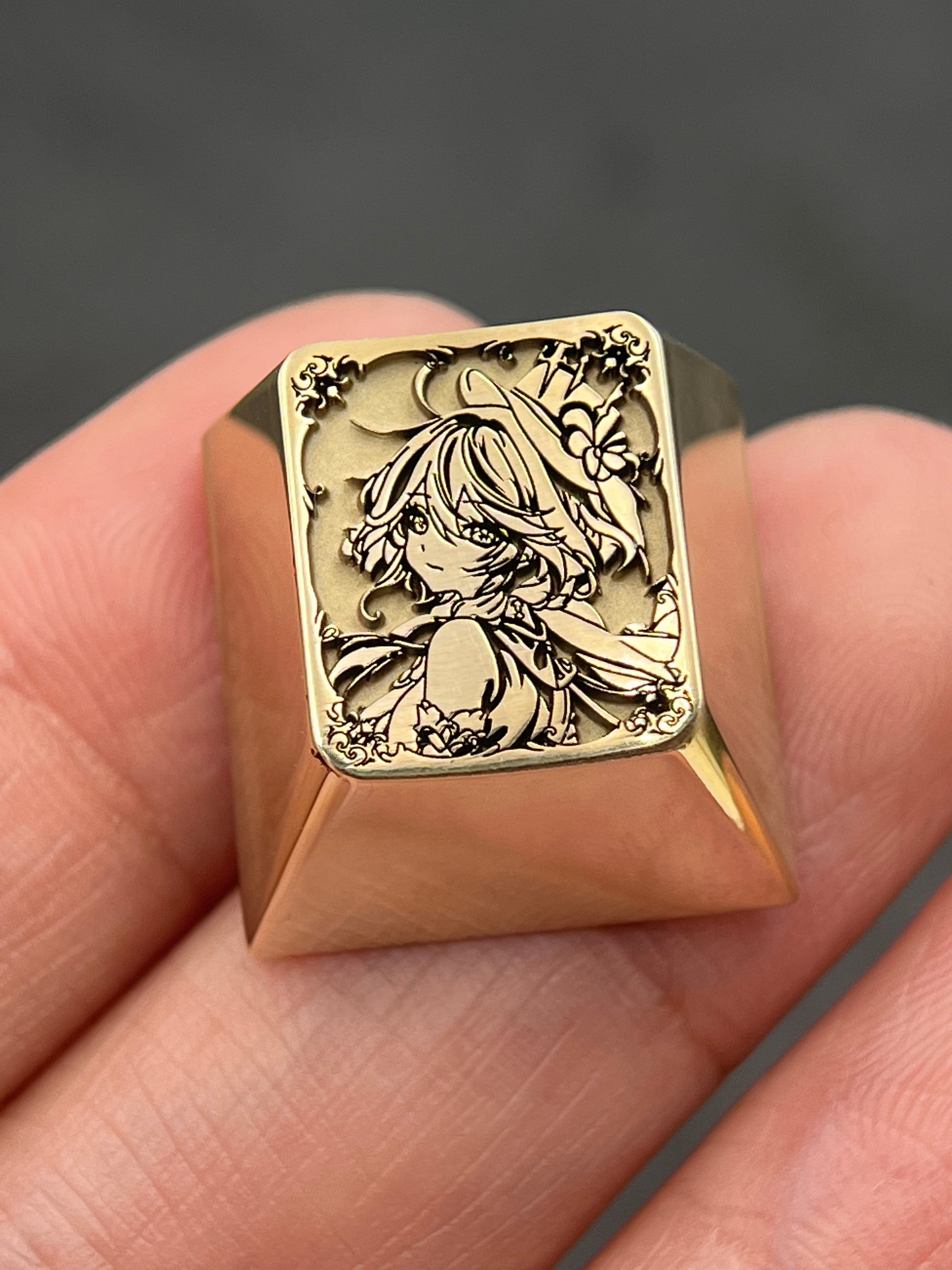 Genshin Impact, Furina, 1U brass deep carved personalized keycap, anime and game culture creative metal material decorative keycap
