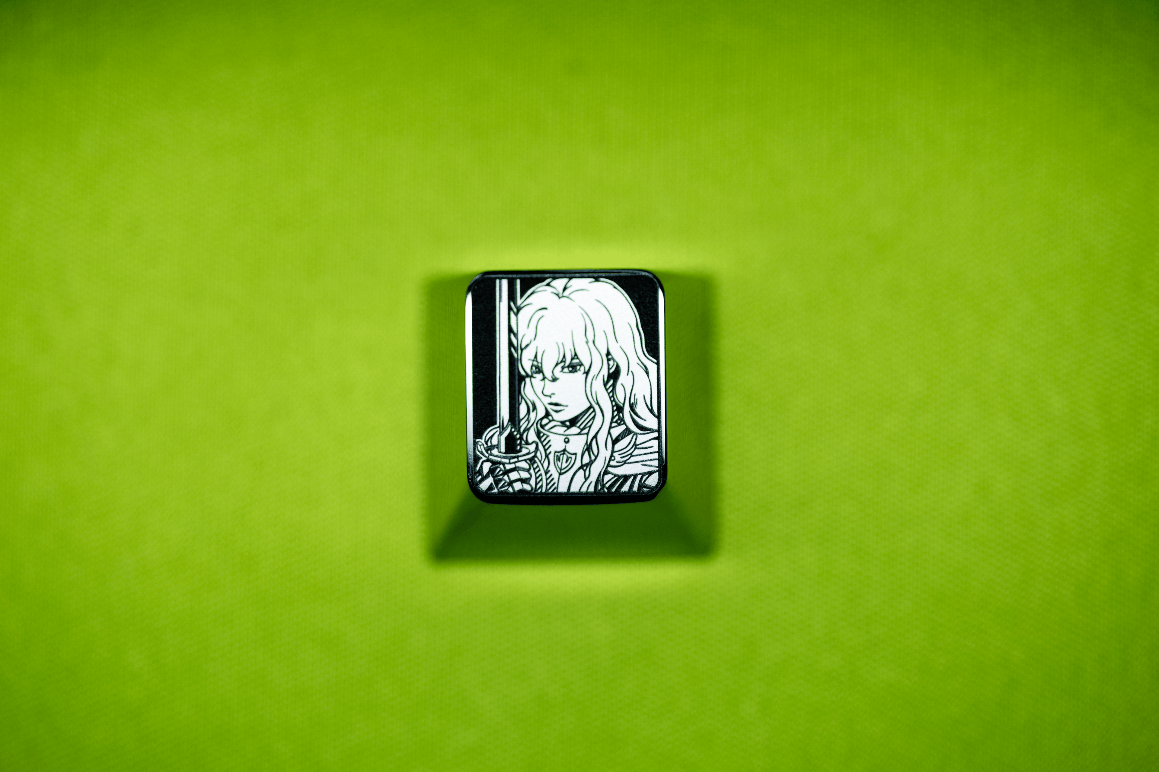 Berserk series, 1U titanium alloy personalized keycaps, innovative metal carved keycaps for anime and gaming culture.
