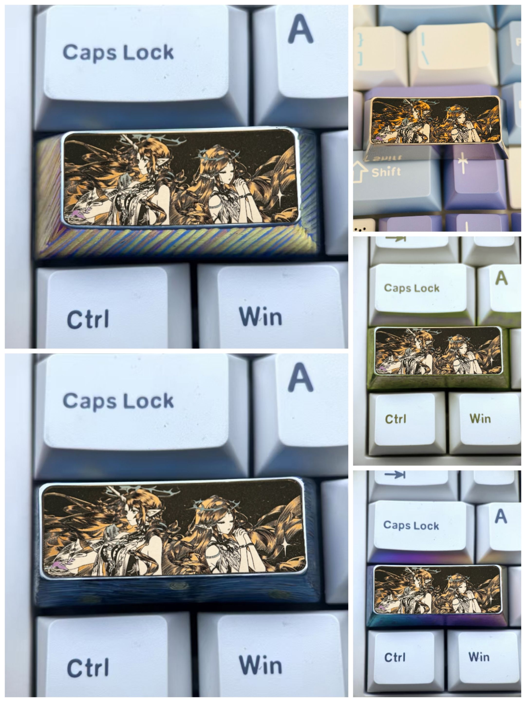 Wuthering Waves, Cartethyia 2.25U precision carved titanium alloy personalized keycaps, anime and game character creative metal carved decorative keycaps