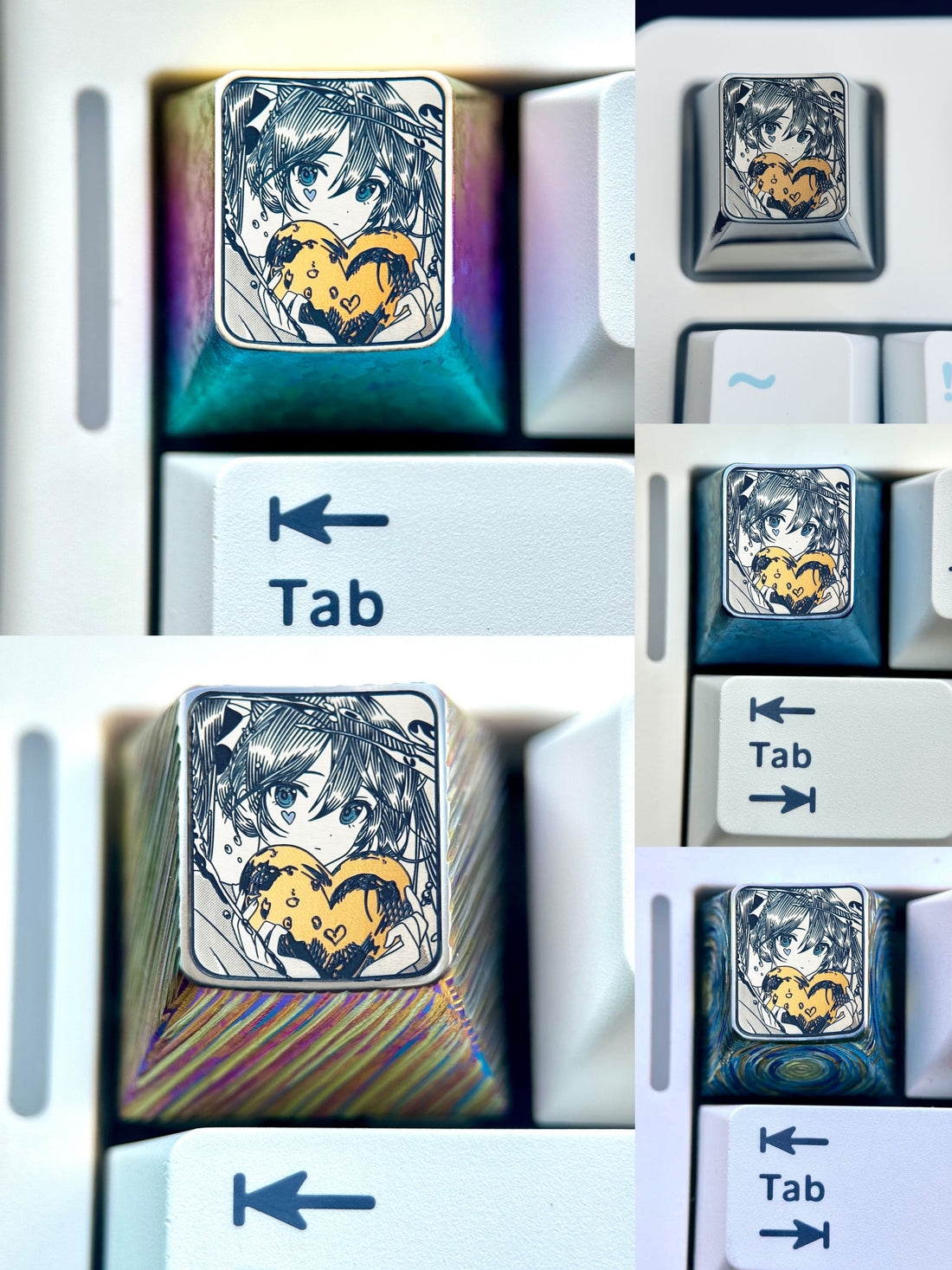 Hatsune Miku, 1U titanium alloy carved personalized keycaps, music animation characters creative metal carving decorative keycaps