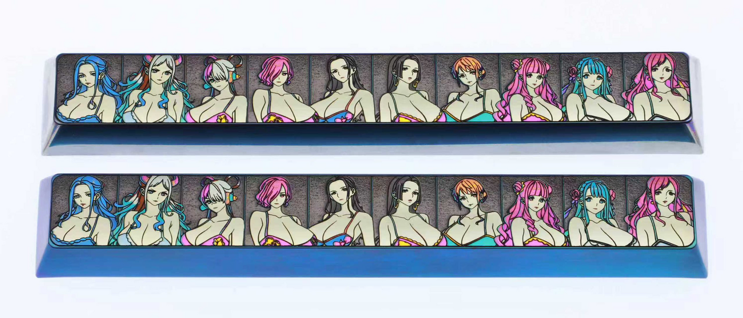 One Piece, female protagonist collection silhouette titanium alloy space bar, 6.25U/7U optional, anime and game creative metal keycaps