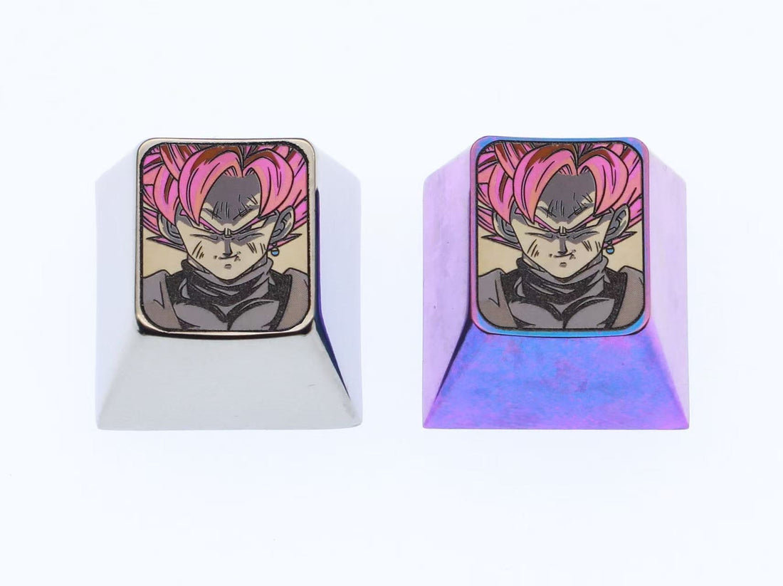 Dragon Ball, Black Son Goku, 1U Titanium Alloy Personalized Keycaps, Anime Game Culture Creative Metal Decorative Keycaps