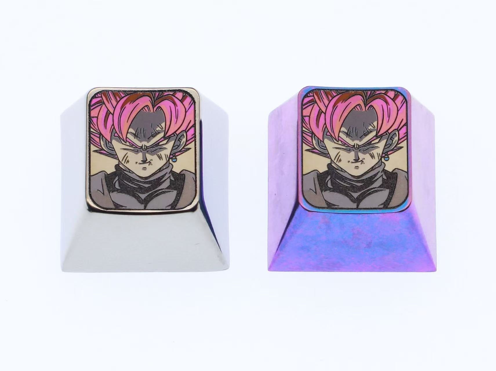Dragon Ball, Black Son Goku, 1U Titanium Alloy Personalized Keycaps, Anime Game Culture Creative Metal Decorative Keycaps