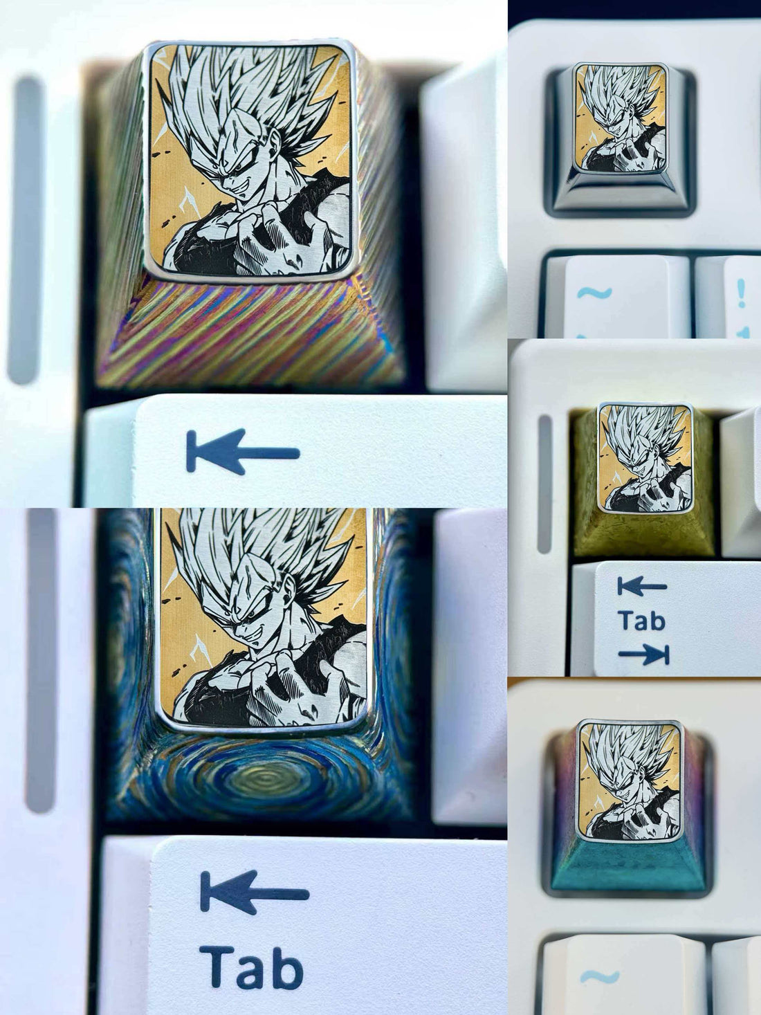 Dragon Ball, Vegeta,Bej ī ta Yonsei 1U Titanium Alloy Personalized Keycaps, Anime Character Cultural Creative Metal Decorative Keycaps