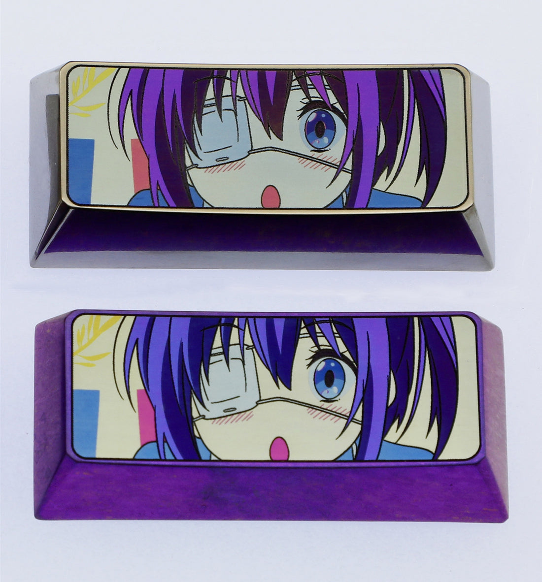 Takanashi Rikka 2.25U/1U titanium alloy carved keycaps, personalized metal keycaps, decorative keycaps