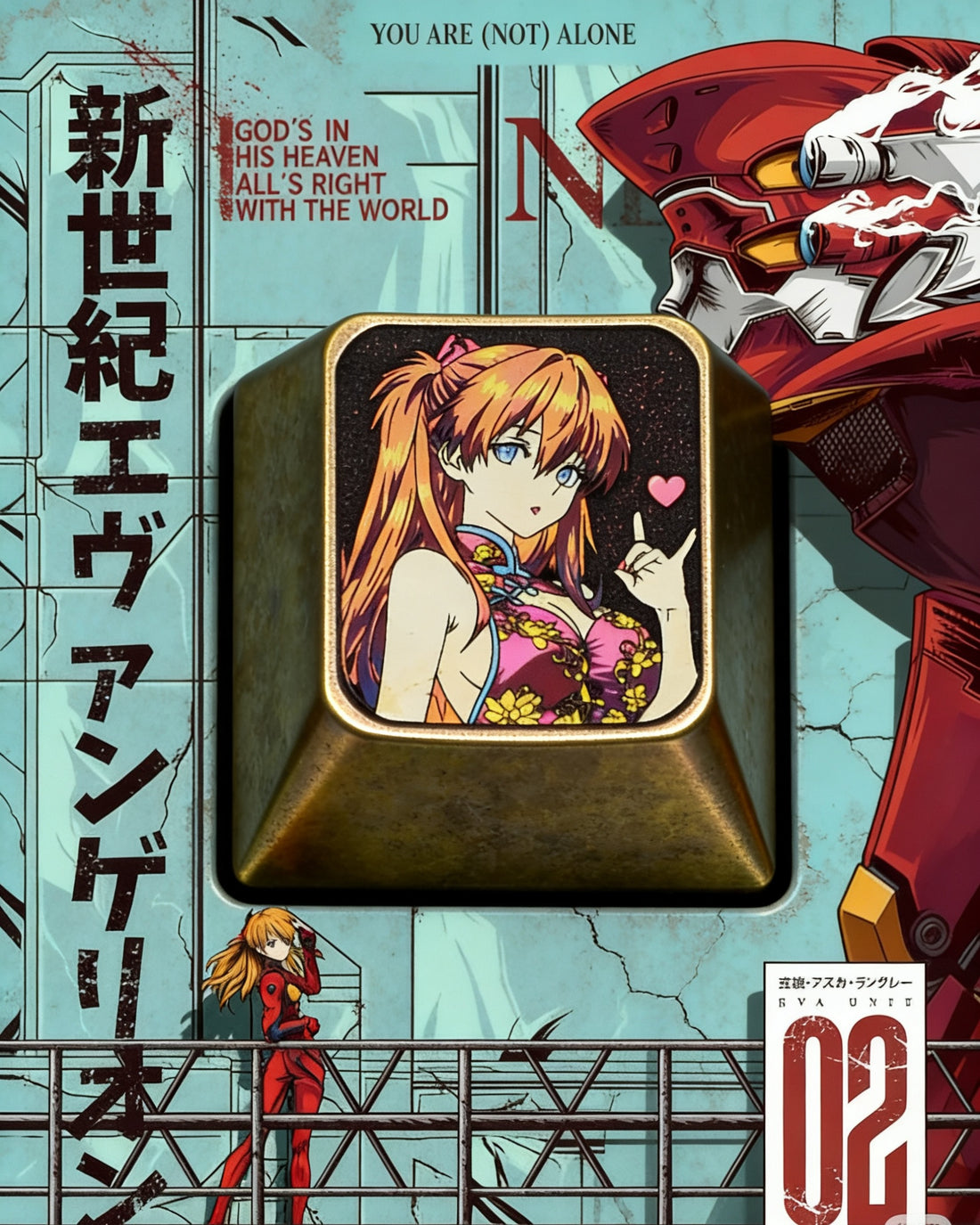 EVA, Cheongsam Asuka 1U Titanium Alloy, Anime and Game Culture Creative Personalized Keycaps