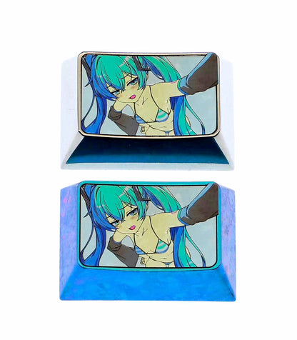 Hatsune Miku, 1.5U TAB titanium alloy personalized keycap, animation and game culture creative metal decorative keycap
