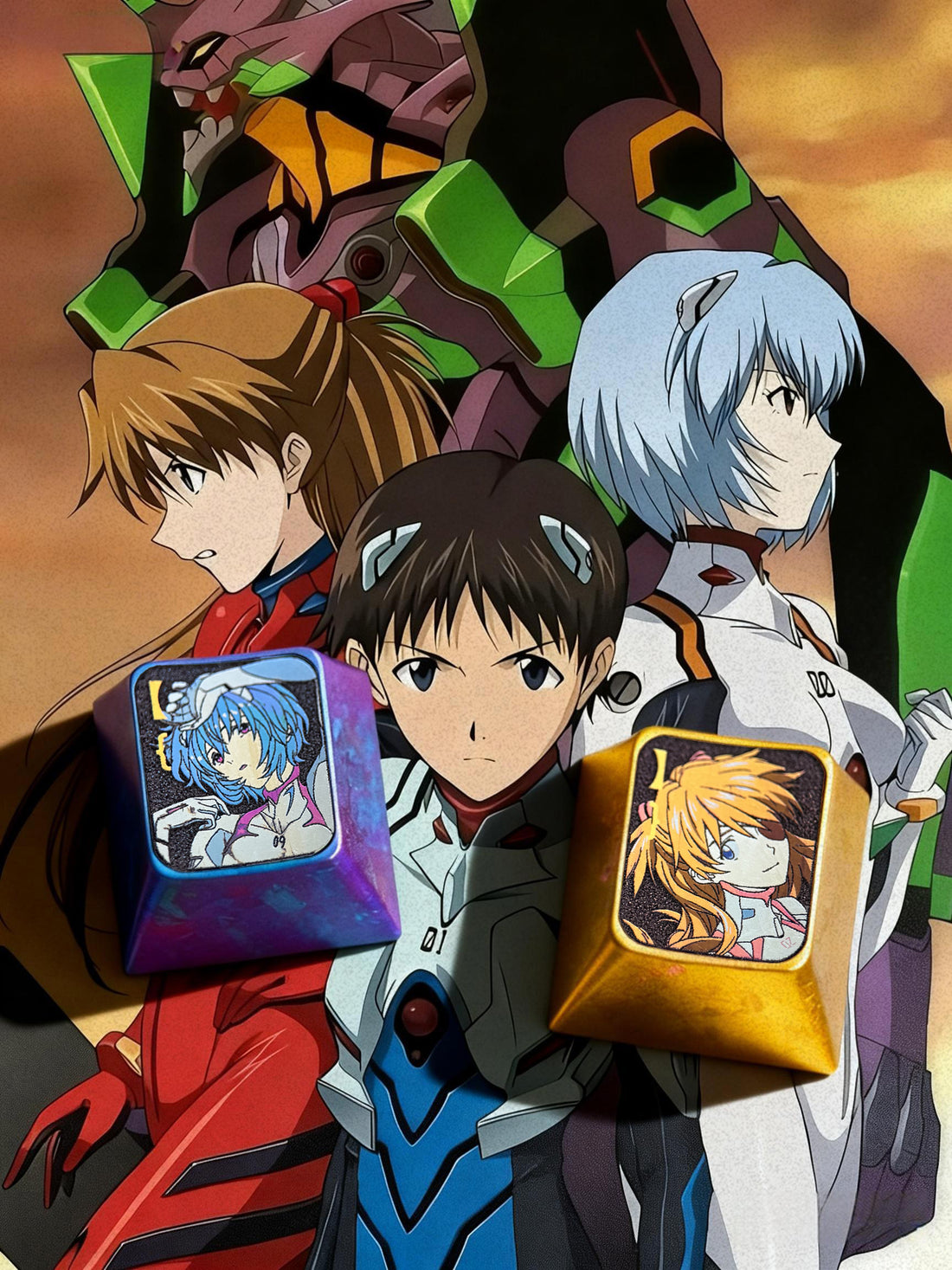 EVA,Asuka,Ayanami Rei, Symbol {}, 1U titanium alloy personalized keycap, anime and game culture creative decorative keycap