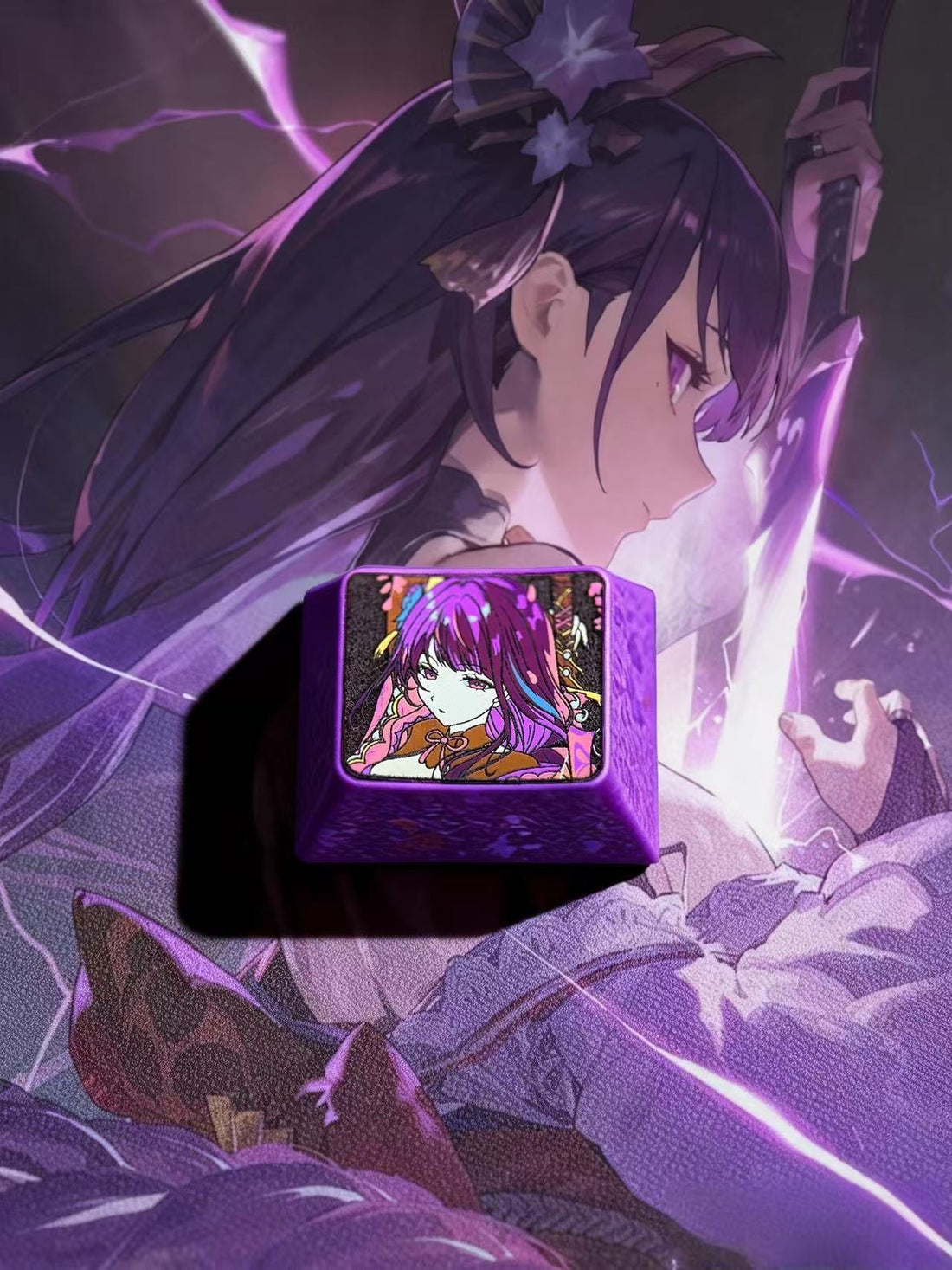 Genshin Impact，Beelzebul， Two 1.25U titanium alloy personalized keycaps, decorated with anime, gaming, cultural and creative keycaps