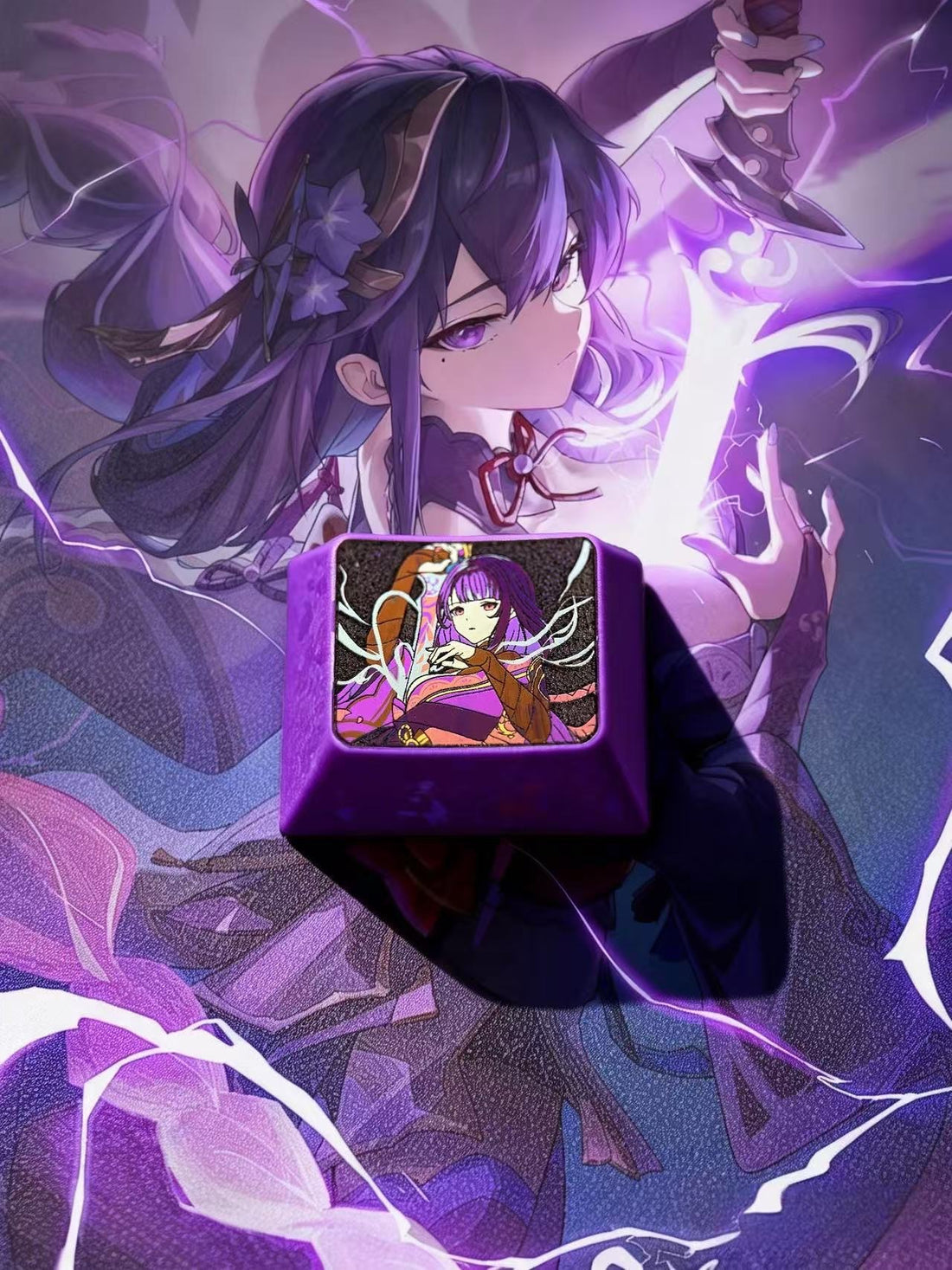 Genshin Impact，Beelzebul， Two 1.25U titanium alloy personalized keycaps, decorated with anime, gaming, cultural and creative keycaps