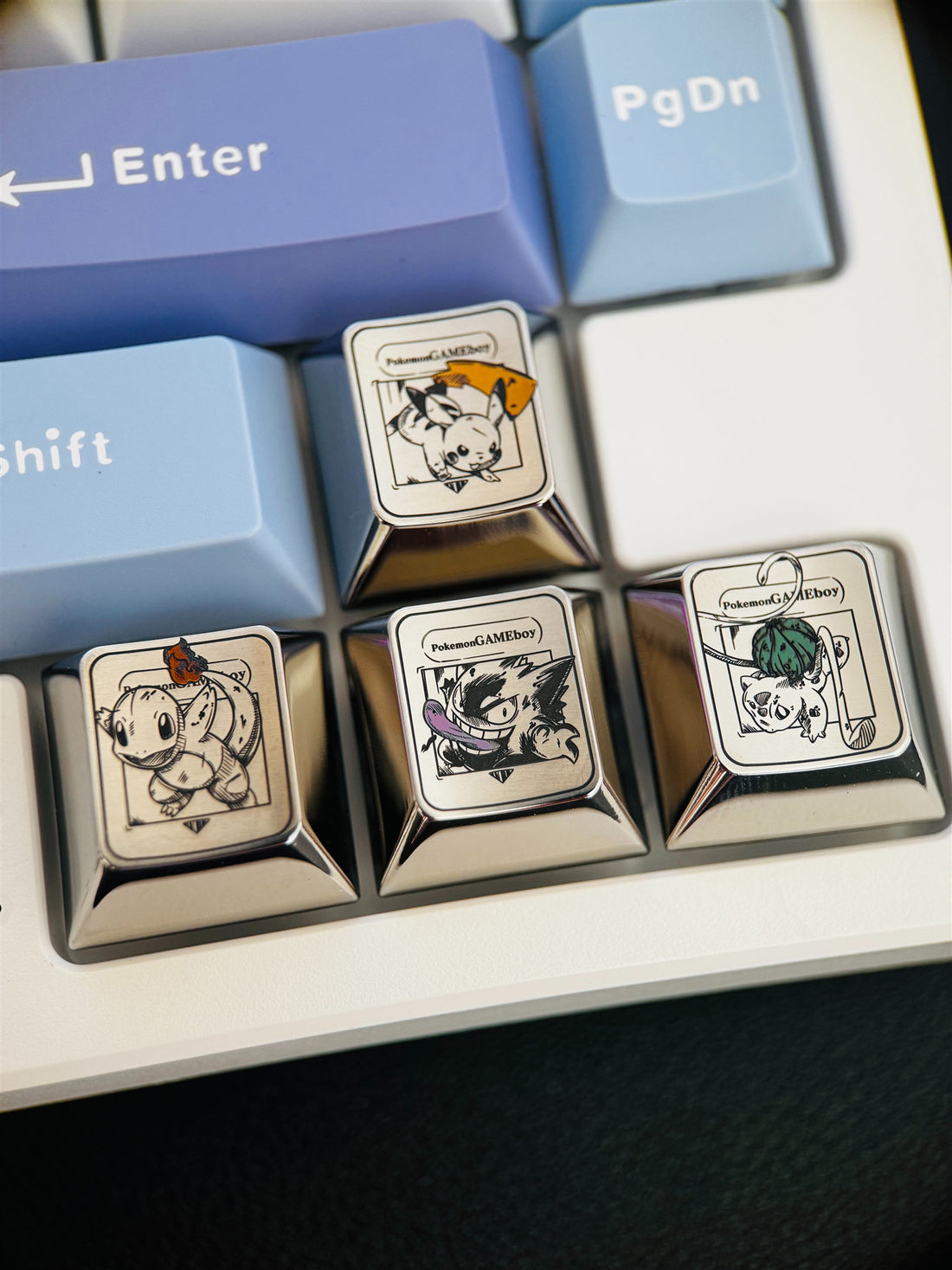 Pok é mon series, WASD/directional key combination, precision titanium alloy personalized keycaps, innovative metal decorative keycaps for anime and games