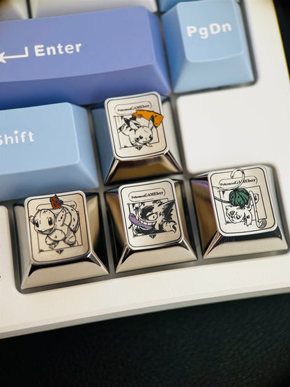 Pok é mon series, WASD/directional key combination, precision titanium alloy personalized keycaps, innovative metal decorative keycaps for anime and games
