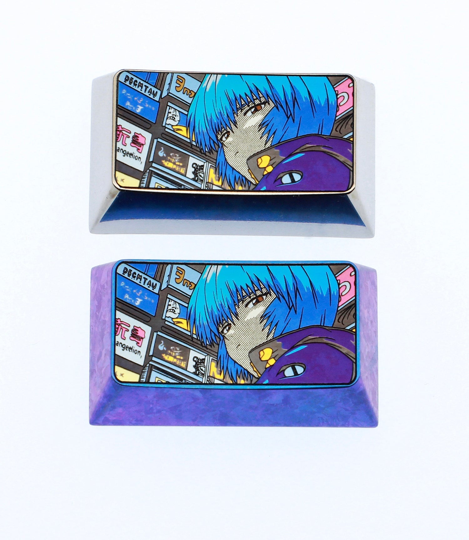 EVA, Ayanami Rei, 1.5U titanium alloy personalized metal keycaps, anime and game keyboard decorative keycaps, artistic keycaps
