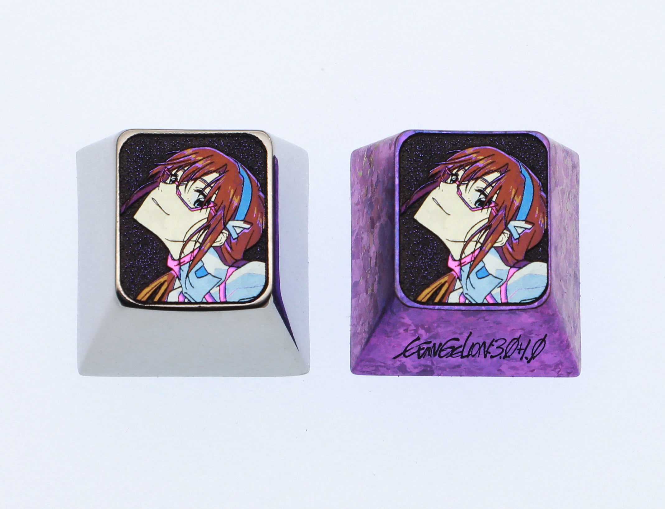 EVA series, Mari Makinami Illustrious themed 1U titanium alloy personalized keycaps, customized metal decorative keycaps for anime and games