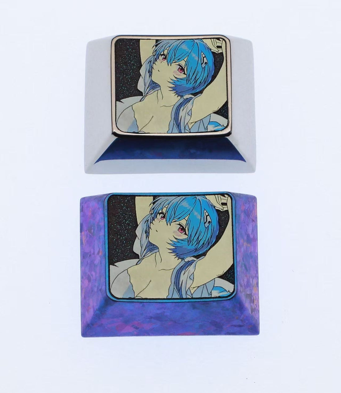 EVA Theme, 1.25U Ayanami Rei Titanium Alloy Decorative Keycaps, Metal Creative Anime Game Culture Innovation Personalized Keycaps