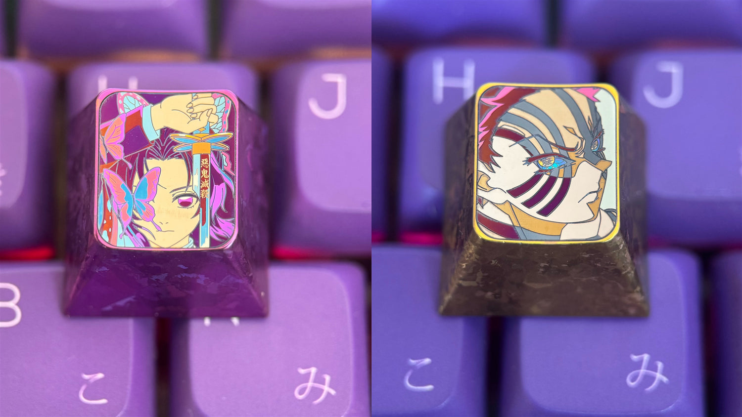 Demon Slayer: Kimetsu no Yaiba, Kochou Shinobu, Akaza, 1U titanium alloy personalized keycaps, anime game decorative keycaps