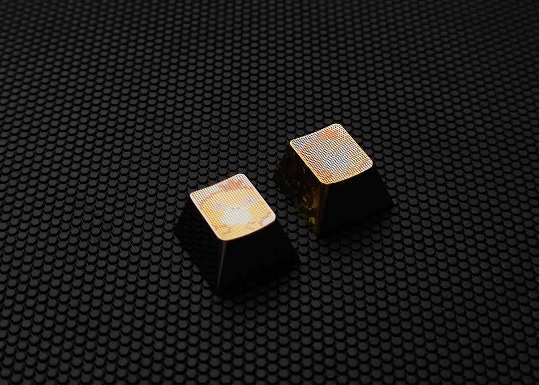 Pixel style Psyduck titanium alloy carved keycaps, personalized keycaps, mechanical keyboard decorative keycaps