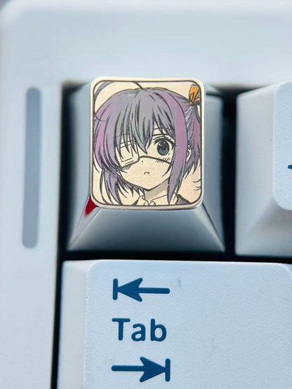 Takanashi Rikka, Two dimensional, 1U titanium alloy precision carving, anime, gaming, cultural creativity, personalized decorative keycaps