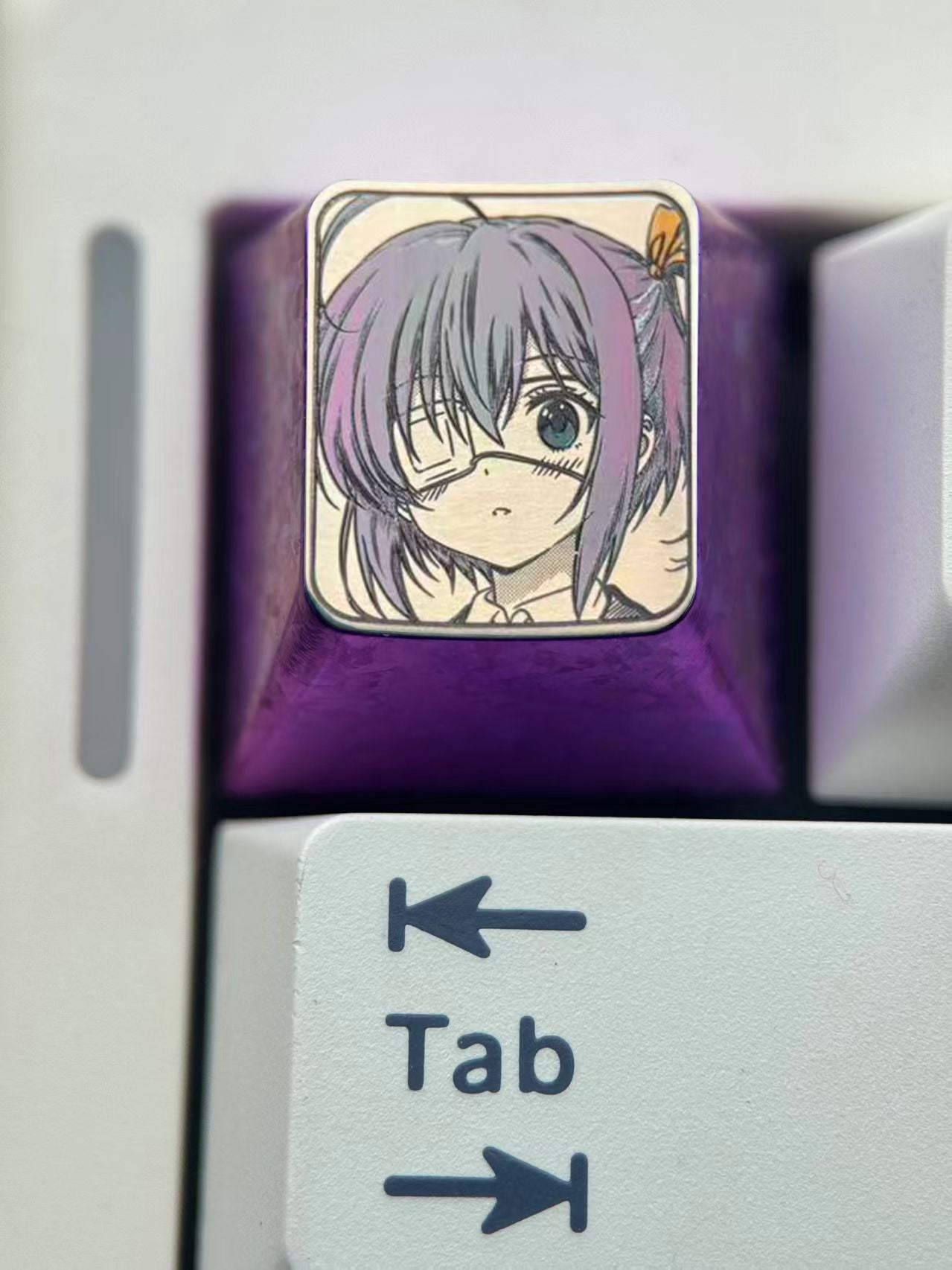 Takanashi Rikka, Two dimensional, 1U titanium alloy precision carving, anime, gaming, cultural creativity, personalized decorative keycaps
