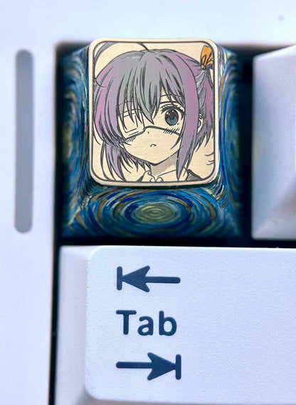 Takanashi Rikka, Two dimensional, 1U titanium alloy precision carving, anime, gaming, cultural creativity, personalized decorative keycaps