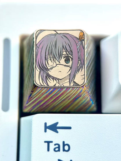 Takanashi Rikka, Two dimensional, 1U titanium alloy precision carving, anime, gaming, cultural creativity, personalized decorative keycaps
