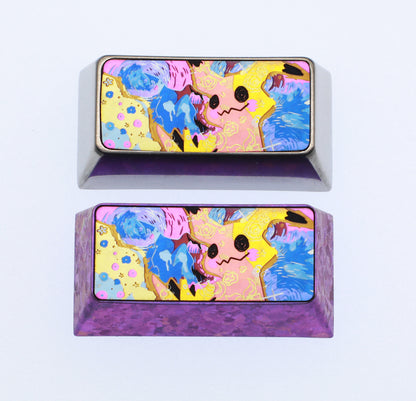 Pok é mon Series, Mimikyu Theme 2U Titanium Alloy Personalized Keycaps, Anime Game Culture Creative Mechanical Keyboard Decorative Keycaps
