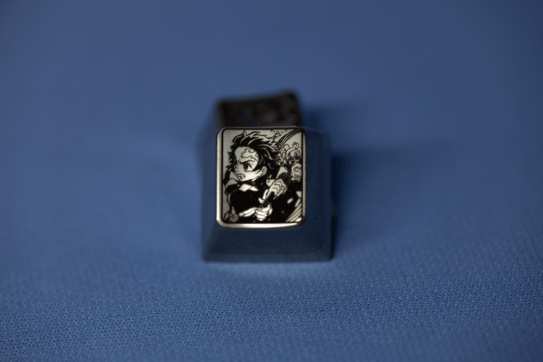 Demon Slayerseries,1U titanium alloy black and white carved personalized keycaps, keyboard decorative keycaps, anime character keycaps